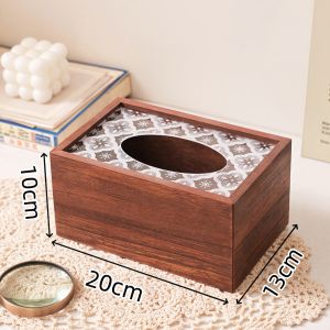 Upscale wood tissue box 450g Tung wood Simple living room tissue box Wooden simple household napkin holder