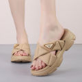 2023 Summer Ladies Cross Strap Slippers Women Outerwear Atmospheric Simple Roman Sponge #9968. 