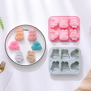 6 Cavity 3D Rabbit Silicone Flexible Grade Mould Clay Resin Ceramics Candy Fondant Candy Chocolate Soap Mould