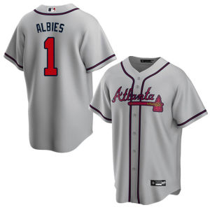 Embroidered baseball jersey MLB embroidered baseball jersey Atlanta Braves gray size 13 # AUUNAJR Ronald jersey
