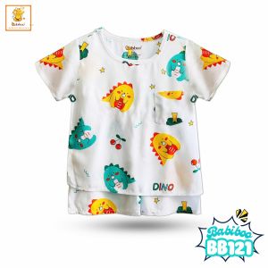 Đồ bộ bé trai BABIBOO đồ bộ ngắn tay vải tole mát mẻ họa tiết dễ thương BB121