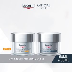 Eucerin Hyaluron-Filler Day & Night Cream Moisturizer Set ( Hyaluron-Filler Day Cream 50ml + Night Cream 50ml)