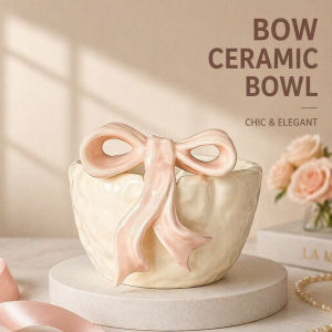 Ceramic Bowl Bow Shape 360ml Butterfly Dessert Bowl Coffee Tea Tableware Food Grade Pink