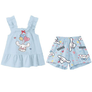 New Arival Sleepwear Pajama Set Pambahay 4-9Yrs Kuromi Summer Shorts Terno Casual Fashion Cartoon Cute Korean Printed Pantulog Pambahay