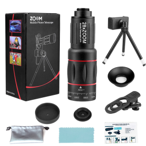 Kit Lensa Kamera Ponsel HD Zoom Telefoto 28X Lensa Ponsel Makro Fisheye Sudut Lebar untuk Smartphone
