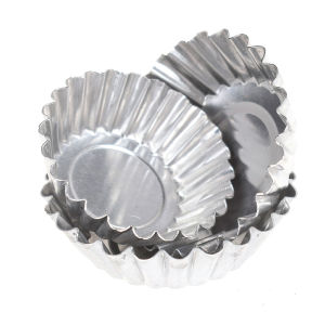 4pcs Aluminium Mold Cupcake Muffin Baking Cup Alloy Egg Tart Flower Shape