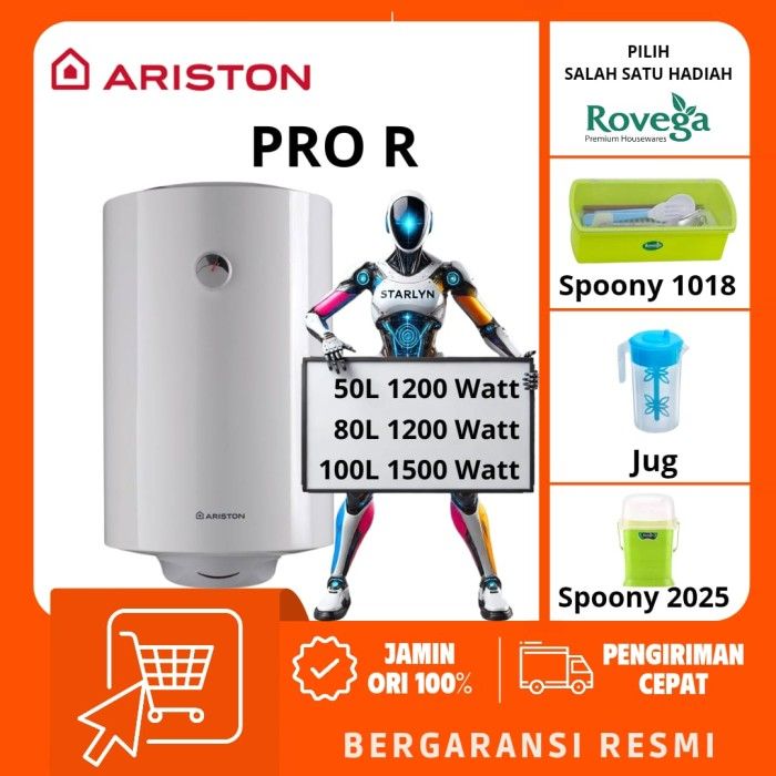 ARISTON WATER HEATER PROR 50L, 80L, 100L PEMANAS AIR LISTRIK PRO R