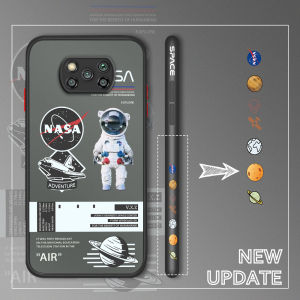 NEW Hontinga Casing Case For Xiaomi Poco X3 NFC Poco X3 Pro Case NASA America Space Astronaut Side Edge Pattern Design Clear Transparent Phone Case Full Cover Lens Camera Protector Casing Hard Case For Boys For Girls