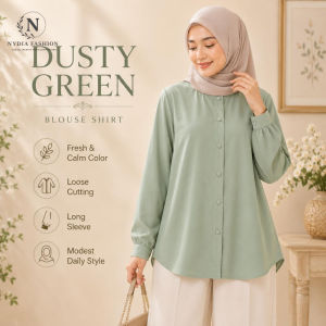 【NYDIA FASHION】BLOUSE HIDDEN ZIP BUTTON LONG SLEEVE Muslimah Fashion
