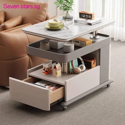 Foldable Tea Table Adjustable Coffee Table Movable Tea Table Side Table With Wheels