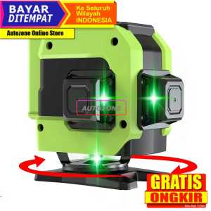 Laser Self Leveling Waterpass Laser Otomatis Digital Multifungsi Projector Green Laser 3D 12 Line 360 Degree Garis Horisontal Vertikal Laser Alat Tukang Bangunan Serbaguna Pengukur Sudut Lantai Keramik Lot Plapon