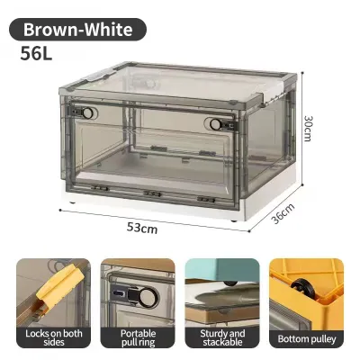 HETEE Transparent Foldable Storage Box with Lid Large Capacity Stackable Organizer for Home Dormitory Pet Storage