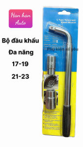 Tay công chữ L tháo vặn lốp xe hơi ô tô kích thước kéo dài với 2 khẩu 17/19/21/23mm - Cờ lê vặn lốp xe