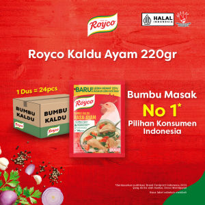 Royco Bumbu Kaldu Penyedap Rasa Ayam Formula Baru Ayam Kampung 220gr isi 24 pcs [Karton] - Royco Penyedap Rasa Bumbu Penyedap Makanan Bumbu Kaldu