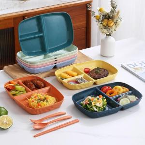 Plate Food Grade Plastic Three Compartment Plates Lunch Plate Fruit Plate Wheat Plastic Dinner Plate