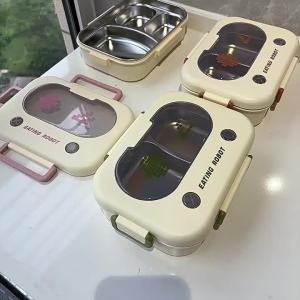 Sacesr Student Lunch 2/3 Grid Lunch Leakproof Stainless Steel Food Storage Case Portable Insulated Thermal Lunch School 9Y3K6