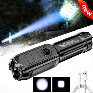 ABS strong light zoom flashlight Outdoor multi-function portable household lighting small flashlight