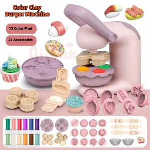 [SG Seller]Burger Maker Pretend Play Craft Food Childrens Non-Toxic Plasticine Set DIY Color Mud Noodle hine