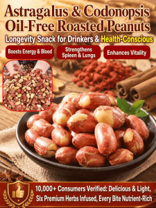 ✨Roasted Peanuts/Herbal Roasted Peanuts/Low Oil Snack/Chinese Style Spiced Roasted Peanuts Family Party Appetizer Natural Ingredients Oil-Free Spiced Roasted Peanuts with Astragalus and Codonopsis