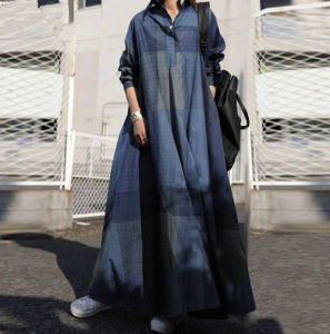 2023 Spring Fashion Cotton and Linen Dress R Ethnic Style Clothes Printed Loose Long Sleeves Swing Dress ☺1130