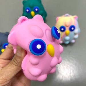 3D Rainbow Silicone Bubble Ball Pop It Fidget Toys with Simple Dimple Owl Shape Decompression Ball Gameplay Anti Stress Relief Sensory Push Bubble Squishy Toy for kids girls 2 6 Years