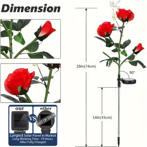 7 Heads Solar Peony Flower Light Outdoor Waterproof Garden Lights for Cemetery Graveyard Yard Christmas Decoration