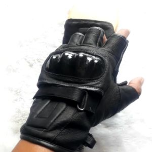 Sarung Tangan Batok Kulit Setengah Jari Hitam