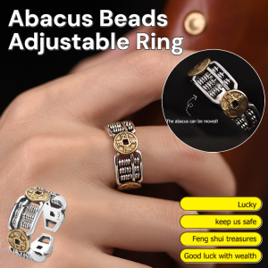 Copper Coin Abacus Ring Chinese Retro Copper Coin Opening Ring Abacus Beads Adjustable Ring Feng Shui Wealth Jewelry