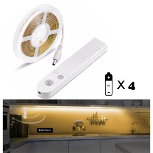 LED Strip Lights with Motion Sensor LED Closet Light Motion Activated Under Cabinet Strip Light 4 AAA Battery Operated for Kitchen Under Cabinet Wardrobe Cupboard Bathroom