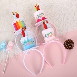 SEETE Cute Girls Birthday Cake Shaped Pink Photo Props Hair Band Birthday Decoration Birthday Cake Headband Happy Birthday Headband Hair Hoop