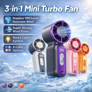 ✨ Mini Fan / 199-Level Stepless Hurricane / Power-Saving Stable / Power-Saving / Safe / LED Light / Ring Design / Three-in-One Mini High-Speed Fan