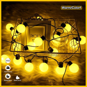 LED G50 Round Bulb Light Warm White Flashing Outdoor Lighting Garland Fairy Twinkle String Lights for Christmas