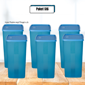 Paket Toples Plastik Segi Tinggi 2.5L/SET isi 6 pcs