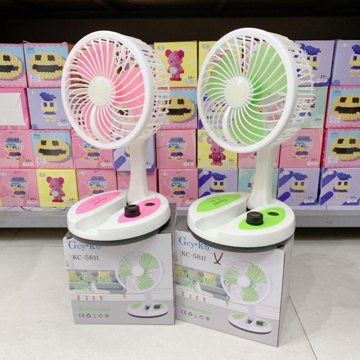 [HCM][Giá Rẻ] Quạt sạc tích điện gấp gọn Kc 5811 có đèn Quạt Tích Điện ...