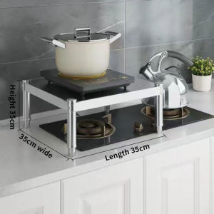 Stainless steel kitchen cabinets layered shelves ovens microwave ovens countertops shelves