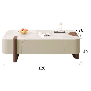2025 Microcrystalline stone TV cabinet coffee table combination cream style complete paint color matching light luxury minimalist living room home