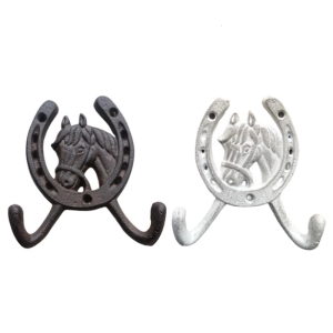 2 Pieces Decorative Horseshoe Hangers Cast Iron Hanging Hooks For Indoor Outdoor Entryway Bedroom Bathroom Decoration