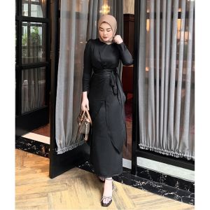 Clara Dress Polos Satin Velvet Gamis Elegan Simple