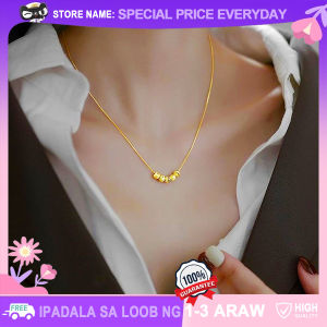 18K Gold Lucky Transfer Beads Necklace Elegant Pendant Simple Clavicle Chain for Women Great Gifts