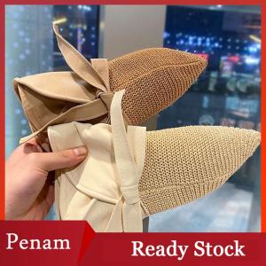 [PAM] Phụ Nữ Xô Hat Mùa Hè UV Bảo Vệ Lớn Rộng vành Bãi Biển Mặt Trời Mũ Du Lịch Ngoài Trời Cung Panama Mũ Đuôi Ngựa Mũ
