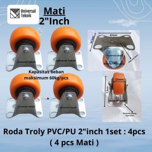 Roda Troly Troli PVC Caster orange 2 inch 1 set : 4pcs ( 4 Mati )