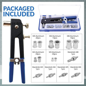 86PCS M3-M8 Hand Riveter Tool Set Blind Rivet Gun Threaded Insert Nut Nail Rivnut Home Furniture Repair Tool Heavy Duty