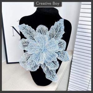 [Creative] Sequin Beaded Flower Collar Applique White Lace Embroidered Patch Corsage DIY Decorative Wedding Dress Clothing Accessories