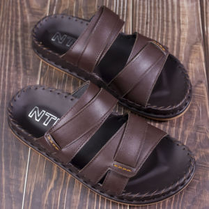 [HCM]DÉP NAM HAI QUAI NGANG DA BÒ THẬT 100% NTB995 (ĐEN VÀNG NÂU)