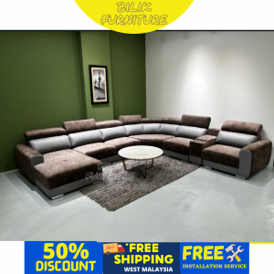 Bilik Furniture-6 seater Sofa/ Big size sofa/ Velvet fabric/ Fabric UPH/Pocketed Spring System support