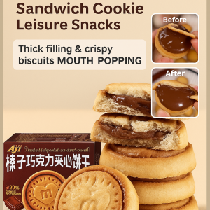 Office Cookie Love Strawberry Sauce Sandwich Cookie Hazelnut Popping Leisure Snacks Chocolate Cookie