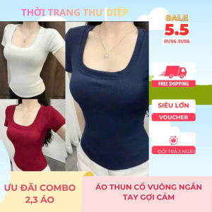 ÁO THUN NỮ CỔ VUÔNG BASIC NGẮN TAY – FORM ÔM TÔN DÁNG