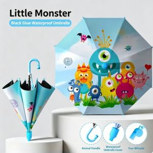 Kids Umbrella Cartoon Long Handle UV Protection Rain Sun School Outdoor Lightweight