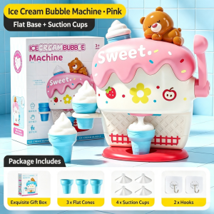 Oldlaiben Bathing Bath Toys ﻿ Simulation Ice Cream Bubble Maker Water Play Toy for Toddlers Portable Bathroom Bathing Toy