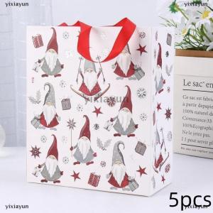 [COD] yixiayun 5 Red Plastic Christmas Gift Bags - Durable Holiday Tote Bags Perfect For Christmas New Year Valentines Day